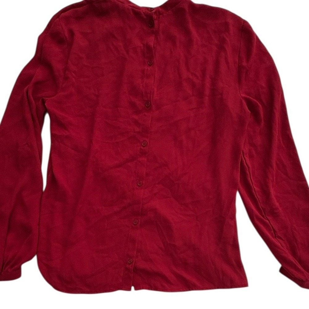 Express Lightweight Sheer Red Women's Top Med Work Business Casual Button Back - Picture 8 of 8